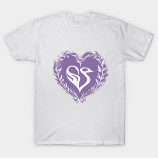 Elegant Swan Heart Floral Design No. 701 T-Shirt